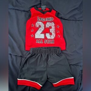 Legend All Star Red and Black Kids Tank Top and Shorts Set